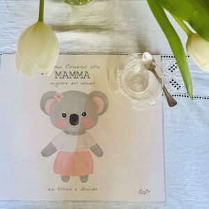 TOVAGLIETTA PERSONALIZZATA FESTA DELLA MAMMA NOME COLORE ANIMALETTO BIBIBABY