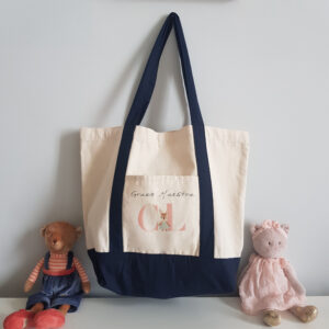 Borsa Bianca e Blu Bibibaby Grazie Maestra