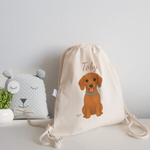 ZAINETTO A SACCHETTO PERSONALIZZATO CANE CUCCIOLO NOME COLORE BIBIBABY BIBILOVE