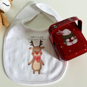 box natale il mio primo natale bavaglino con il nome personalizzato in cotone bibibaby