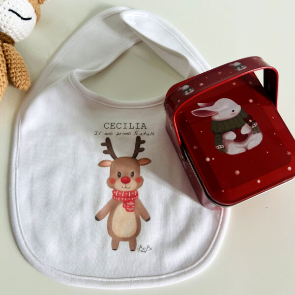 box natale il mio primo natale bavaglino con il nome personalizzato in cotone bibibaby
